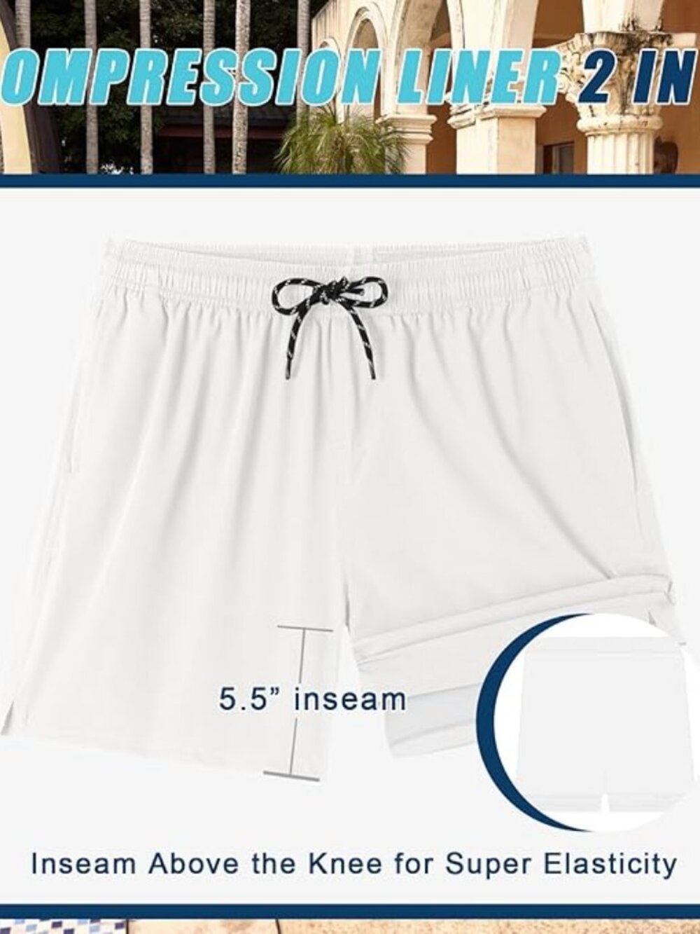 NWT-SWIM TRUNK WITH COMPRESSION LINER 2 IN 1 SWIMWEAR/QUICK DRY BOARD SHORTS - Picture 5 of 6